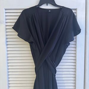 SHEIN Black Midi Wrap Dress